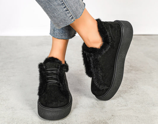 BASKETS femmes fourrées MERYL NOIRE
