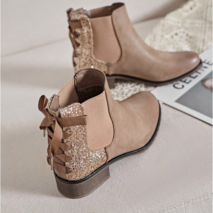 BOTTINES femmes plates pailletées LILIE TAUPE