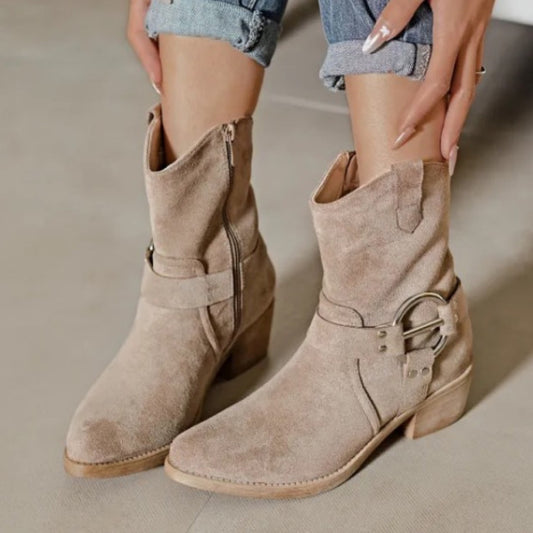 BOTTINES santiags femmes à talons GAELLE TAUPE