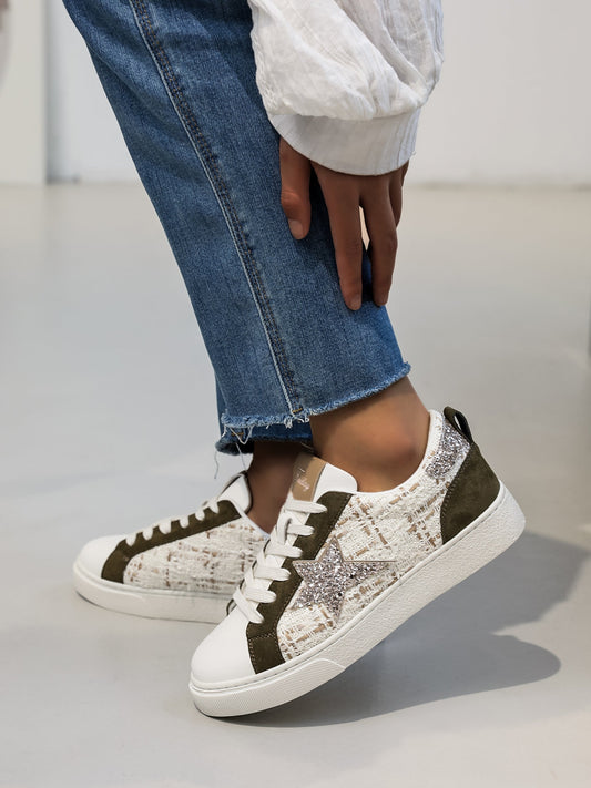 BASKETS femmes étoiles pailletées GABRIELLA KAKI