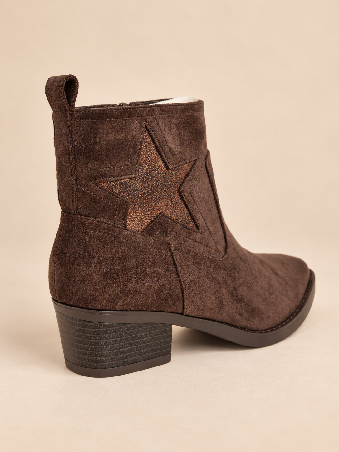 Bottines femme marron à étoile métallisée