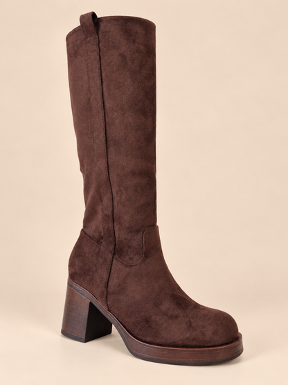 Bottes femme marron choco à talon