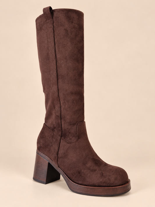 Bottes femme marron choco à talon