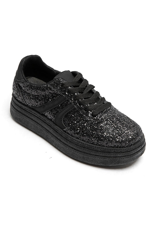 BASKETS plates paillettes femmes OLYMPE NOIRE