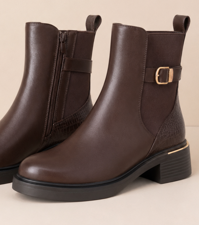 Bottines femme marron choco