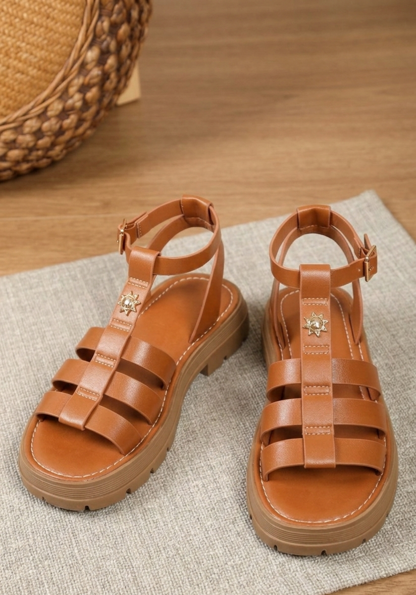 sandales gladiateur camel bellachaussures