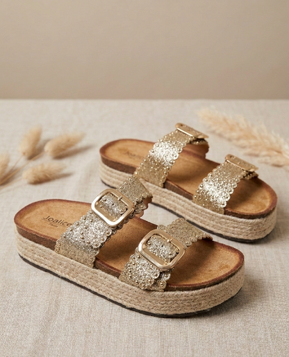 Sandales Pailletées dorées