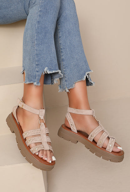 SANDALES à plateforme femme avec strass JENNAH BEIGE
