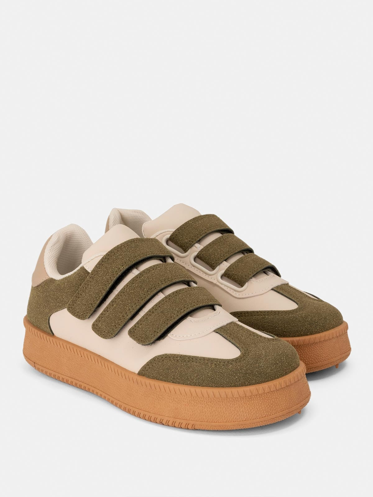 BASKETS femme scratchs LINDA KAKI